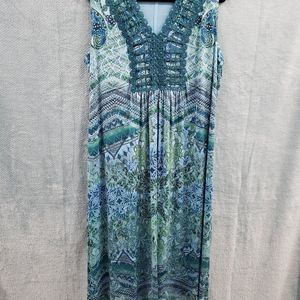 Comfy Beautiful Boho Maxi Dress w/ Crocheted Bodic